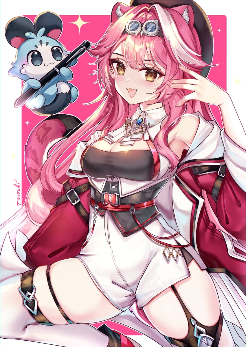 raora panthera, elizabeth rose bloodflame, and chattino (hololive and 1 more) drawn by tactoki