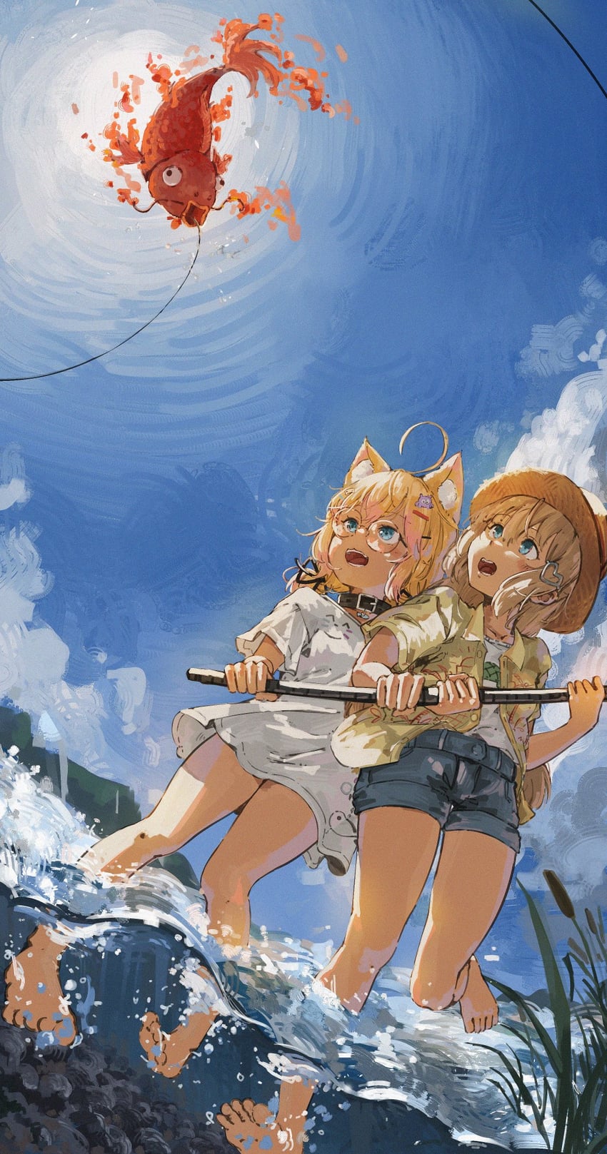 neuro-sama and minikomew (indie virtual youtuber and 1 more) drawn by kan1360