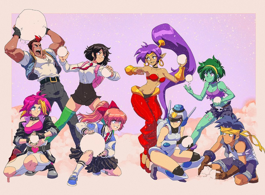 shantae, rottytops, kyoko, misako, bolo, and 3 more (shantae and 6 more) drawn by david_liu