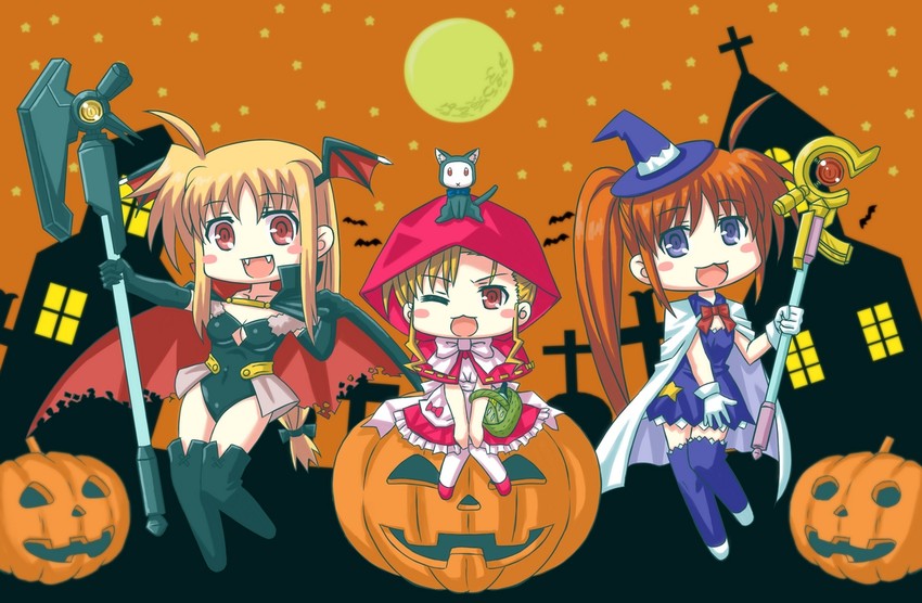 fate testarossa, takamachi nanoha, raising heart, vivio, sacred heart, and 1 more (lyrical nanoha and 2 more) drawn by sunago