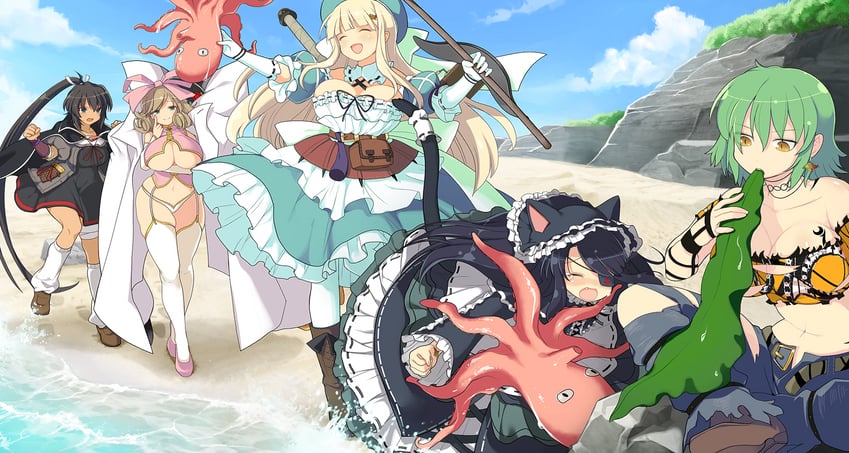 hikage, homura, yomi, haruka, and mirai (senran kagura and 1 more) drawn by yaegashi_nan
