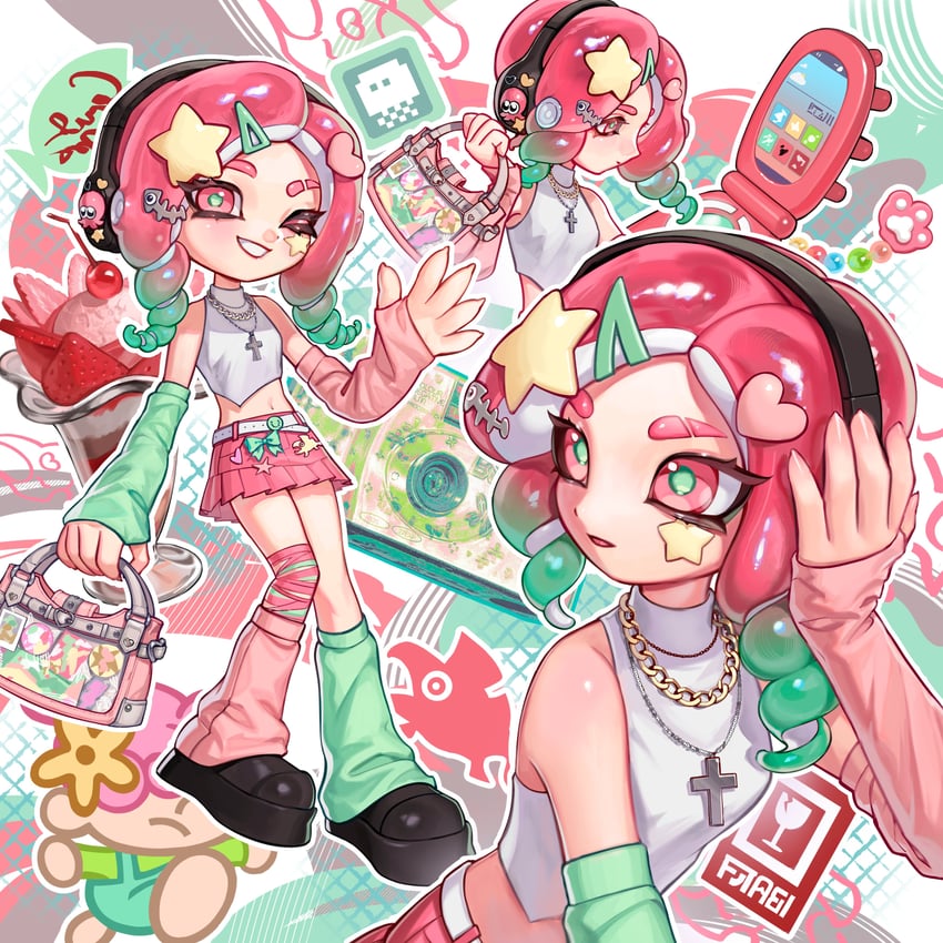 octoling player character and octoling girl (splatoon) drawn by nezumi_(tuboshu2013)