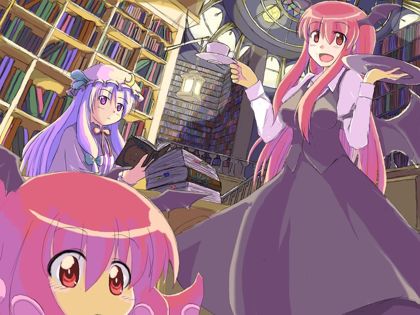 patchouli knowledge, koakuma, megurine luka, and takoluka (touhou and 1 more) drawn by yo!_(amaysenso)