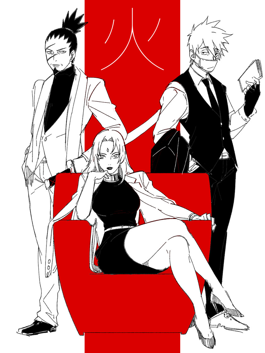 tsunade, hatake kakashi, and nara shikaku (naruto and 1 more) drawn by noeunjung93