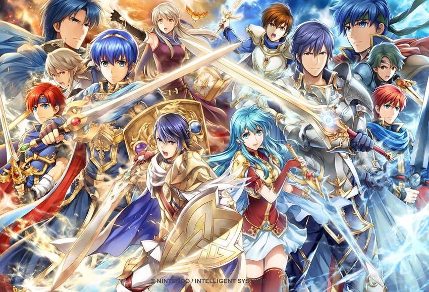 ike, micaiah, marth, male corrin, chrom, and 8 more (fire emblem and 12 more) drawn by yamada_koutarou