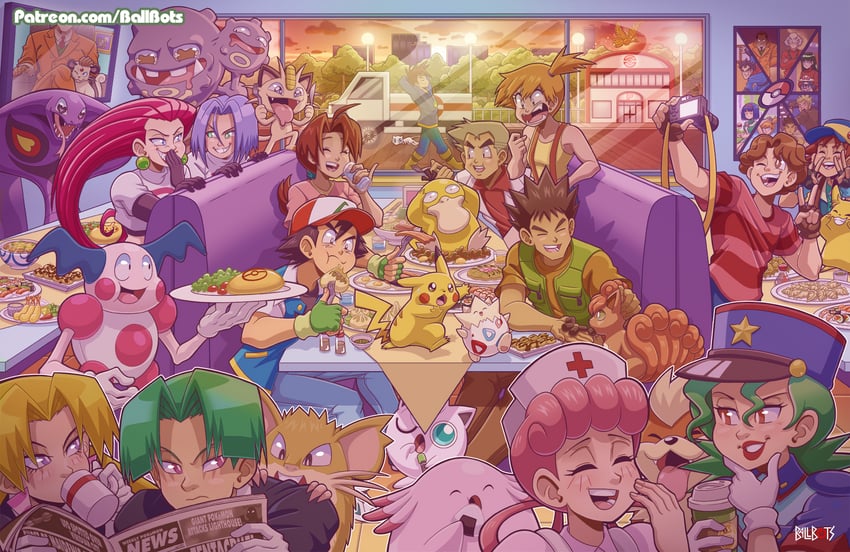 pikachu, ash ketchum, misty, jessie, james, and 30 more (pokemon) drawn by palearaptor