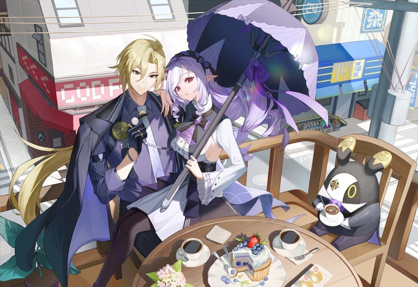 vivian banshee, hugo vlad, and robin (zenless zone zero) drawn by kama_(kama_ovo)