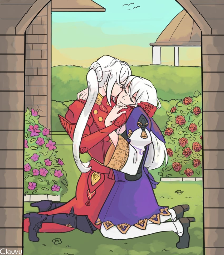 edelgard von hresvelg and lysithea von ordelia (fire emblem and 1 more) drawn by clouvu