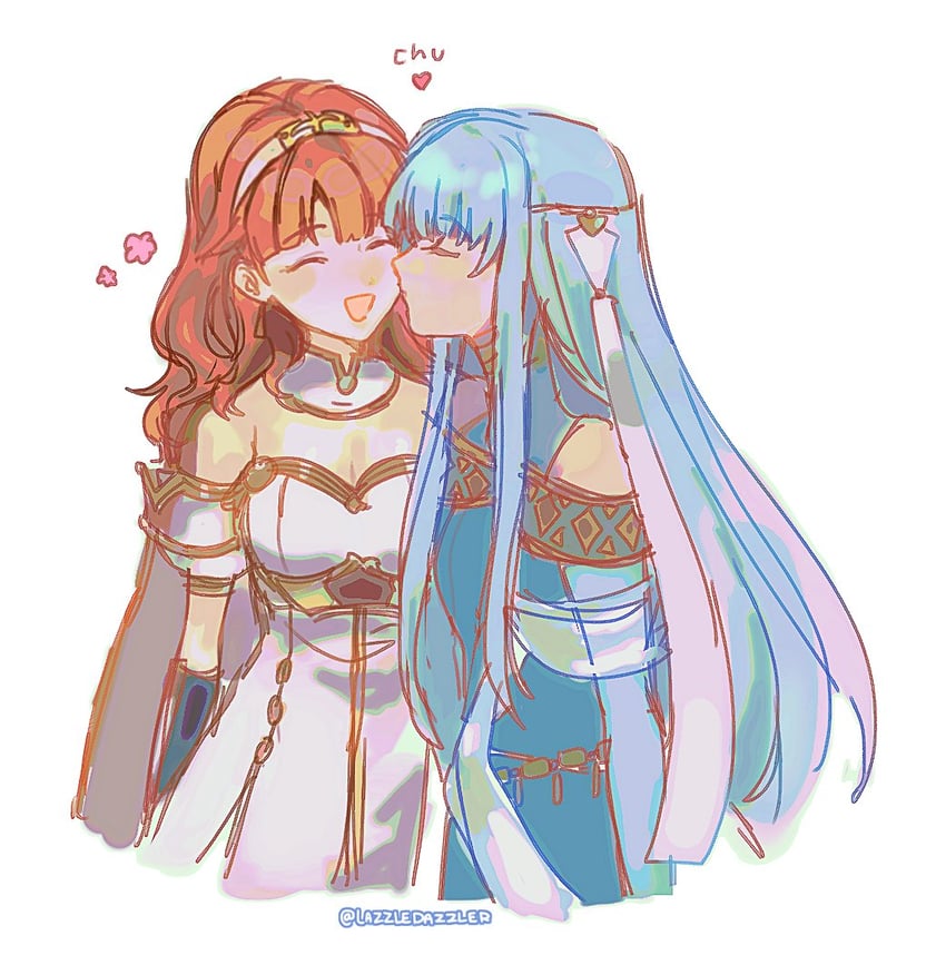 celica and ninian (fire emblem and 3 more) drawn by pomme_(lazzledazzle)