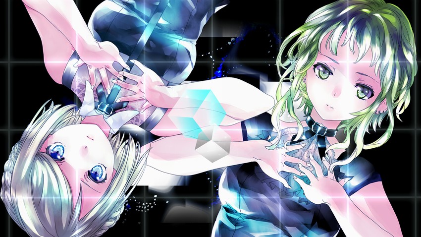 kagamine rin and gumi (vocaloid and 1 more) drawn by ebisu_kana