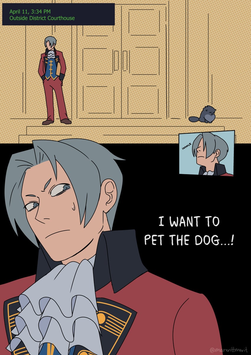 phoenix wright and miles edgeworth (ace attorney and 1 more) drawn by marit_riis_haugen