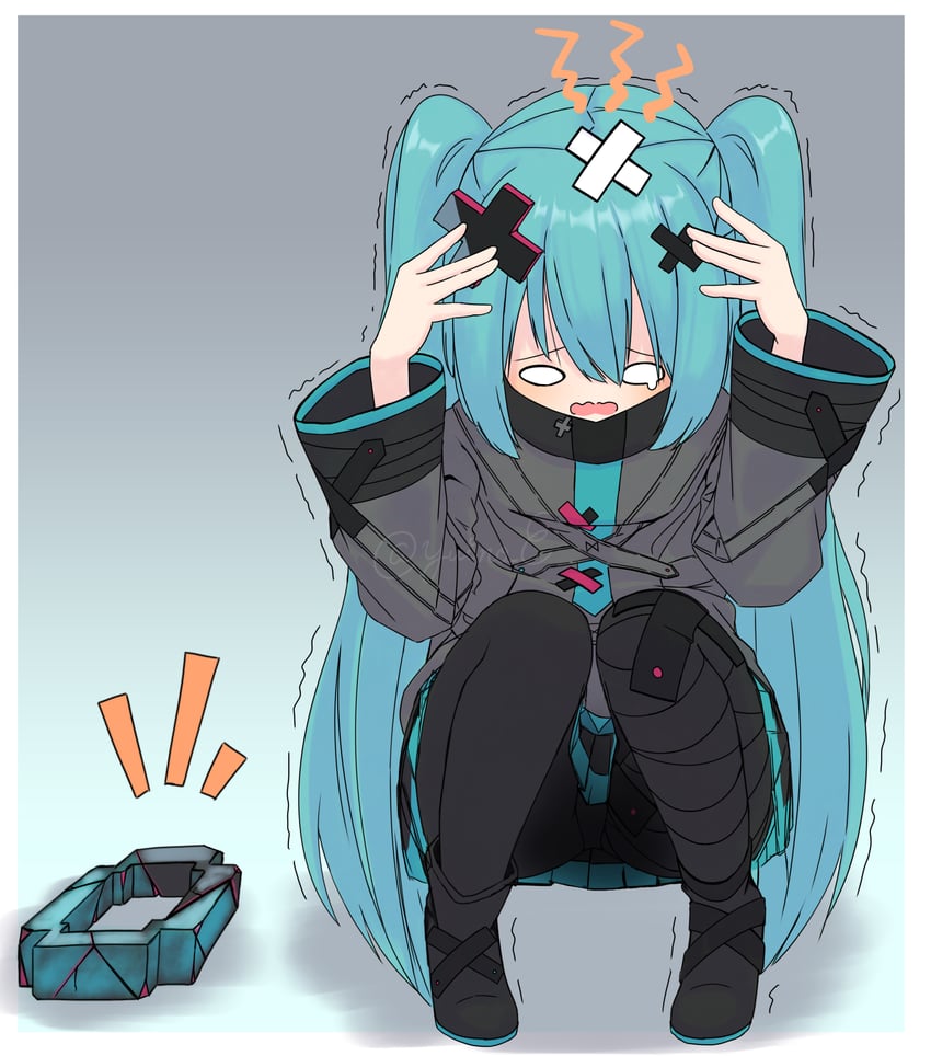 hatsune miku and batsu miku (vocaloid and 2 more) drawn by yuin0