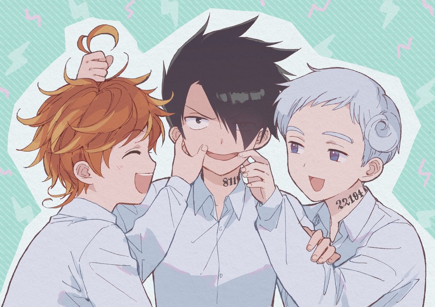 emma, norman, and ray (yakusoku no neverland) drawn by azuki_(aduki)