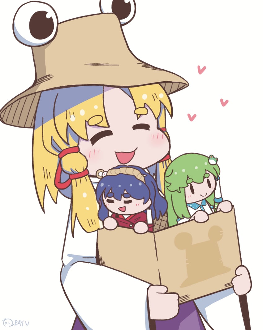kochiya sanae, moriya suwako, and yasaka kanako (touhou) drawn by ray_u