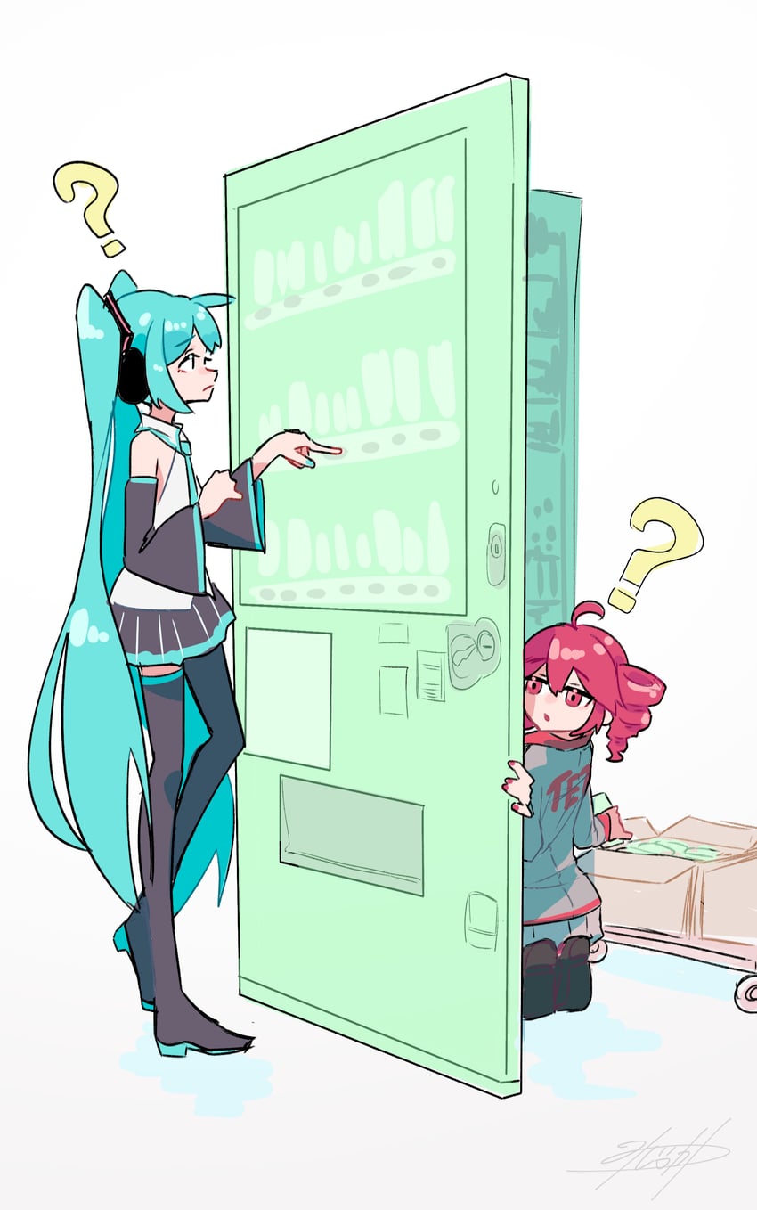 hatsune miku and kasane teto (vocaloid and 1 more) drawn by kinosuke_(pattaba)
