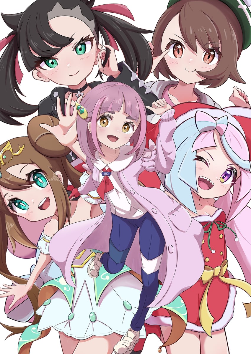 marnie, gloria, iono, lacey, and rosa (pokemon and 3 more) drawn by rono_(lethys)