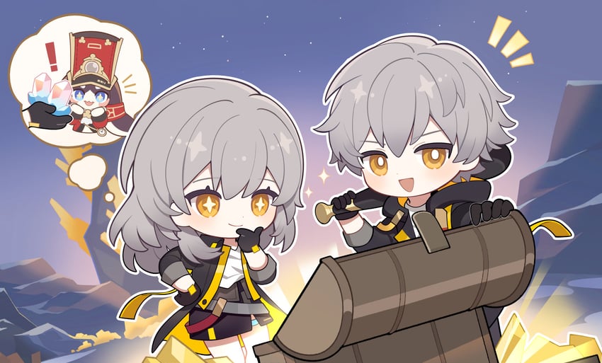 trailblazer, stelle, caelus, and pom-pom (honkai and 1 more)