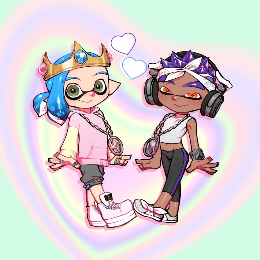 inkling player character, inkling boy, senpai, and kouhai (splatoon) drawn by souzaipan