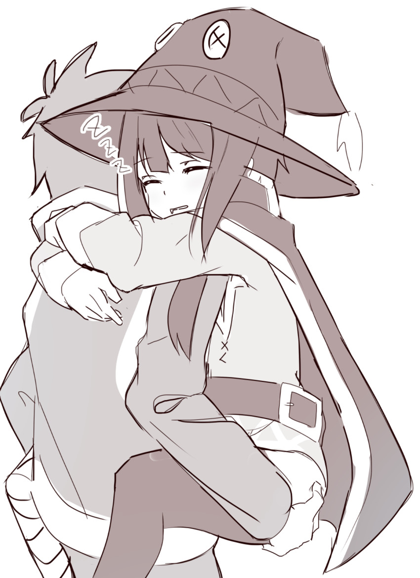 megumin and satou kazuma (kono subarashii sekai ni shukufuku wo!) drawn by shirousa