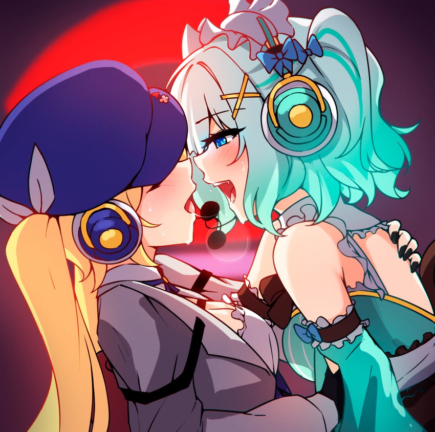 dokibird and mint fantome (indie virtual youtuber and 1 more) drawn by ricegnat