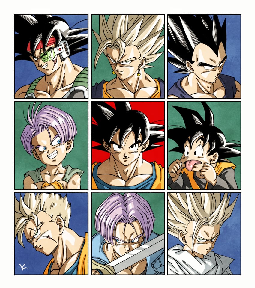 son goku, vegeta, son gohan, trunks, vegetto, and 2 more (dragon ball and 1 more) drawn by kakeru_(dbskakeru)