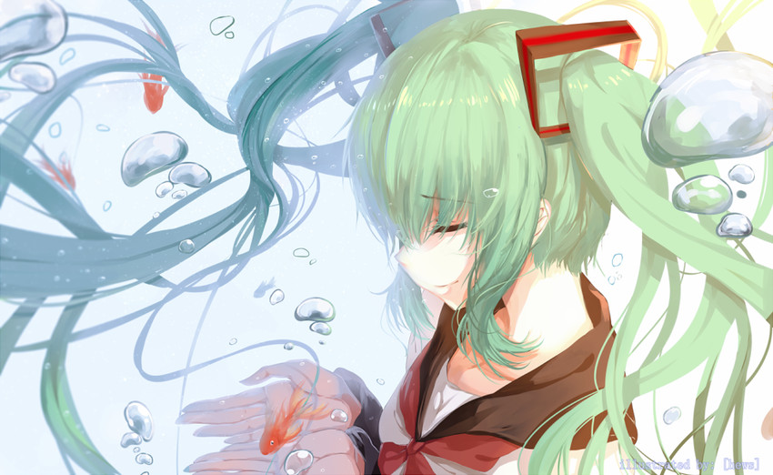 hatsune miku and bottle miku (vocaloid) drawn by hews