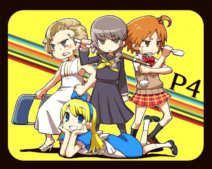 narukami yu, alice, hanamura yousuke, tatsumi kanji, and kuma (persona and 2 more) drawn by chan_co