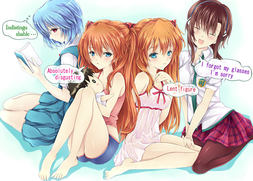 souryuu asuka langley, ayanami rei, ikari shinji, and makinami mari illustrious (neon genesis evangelion and 2 more) drawn by modern_afro