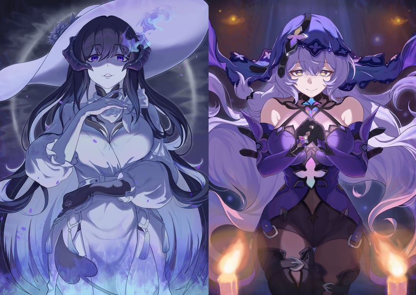 black swan and constance (honkai and 1 more) drawn by redfield09