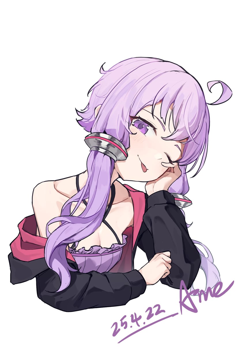 yuzuki yukari (vocaloid and 1 more) drawn by amely_elden
