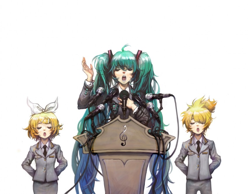 hatsune miku, kagamine rin, and kagamine len (vocaloid) drawn by hong_yun_ji