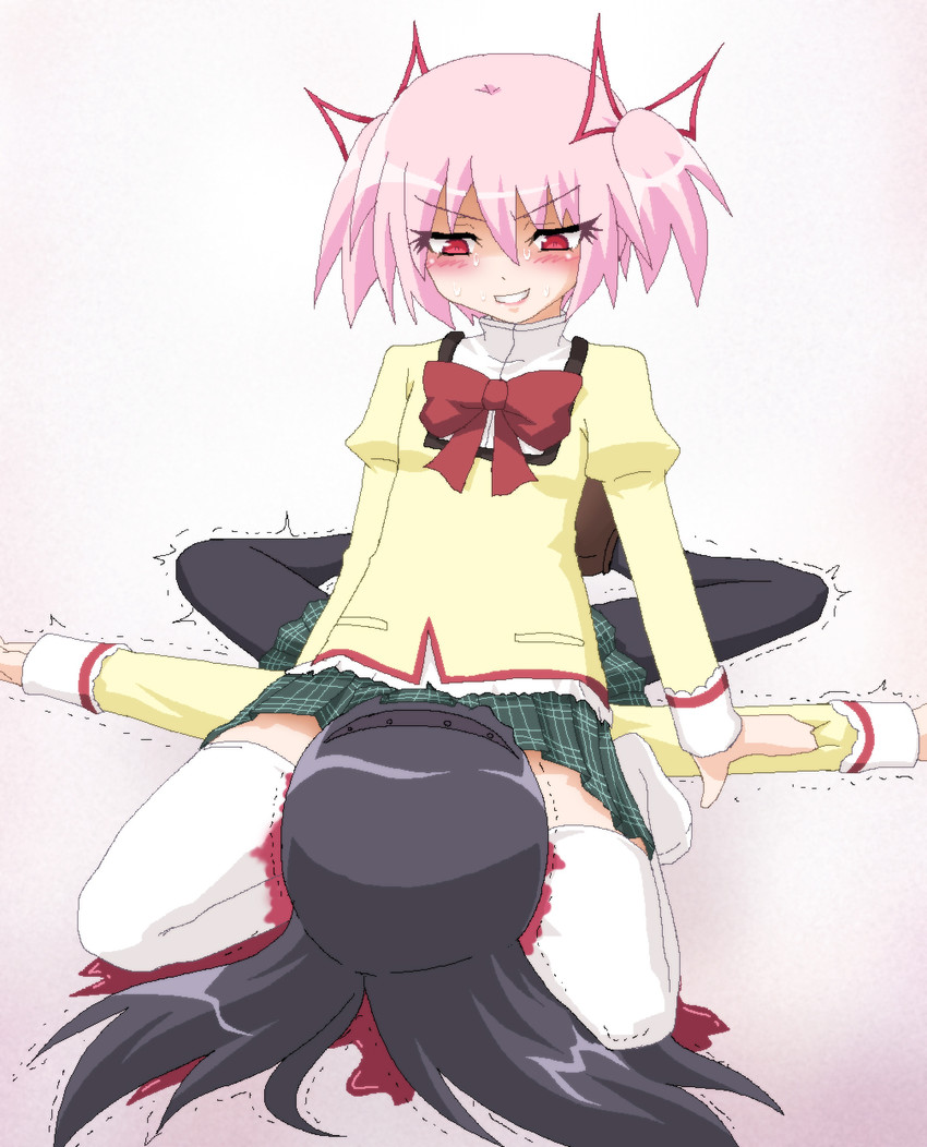 akemi homura and kaname madoka (mahou shoujo madoka magica) drawn by hayashiya_zankurou