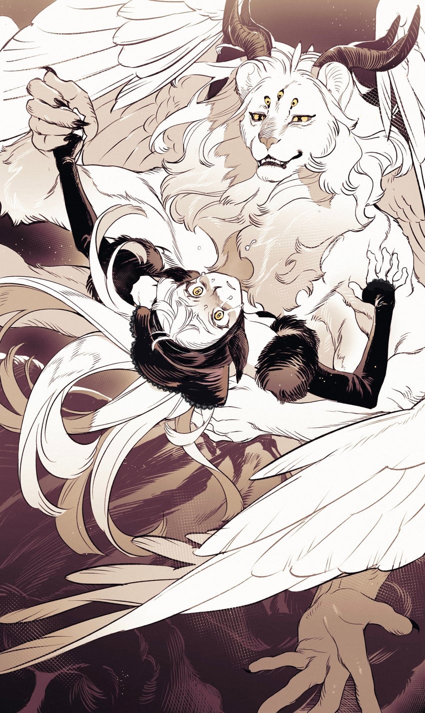 marcille donato and winged lion (dungeon meshi) drawn by sumooo_(ga_ilil)