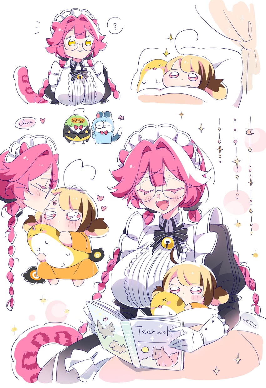 raora panthera, gigi murin, chattino, grem, and popo (hololive and 1 more) drawn by makoto_shih
