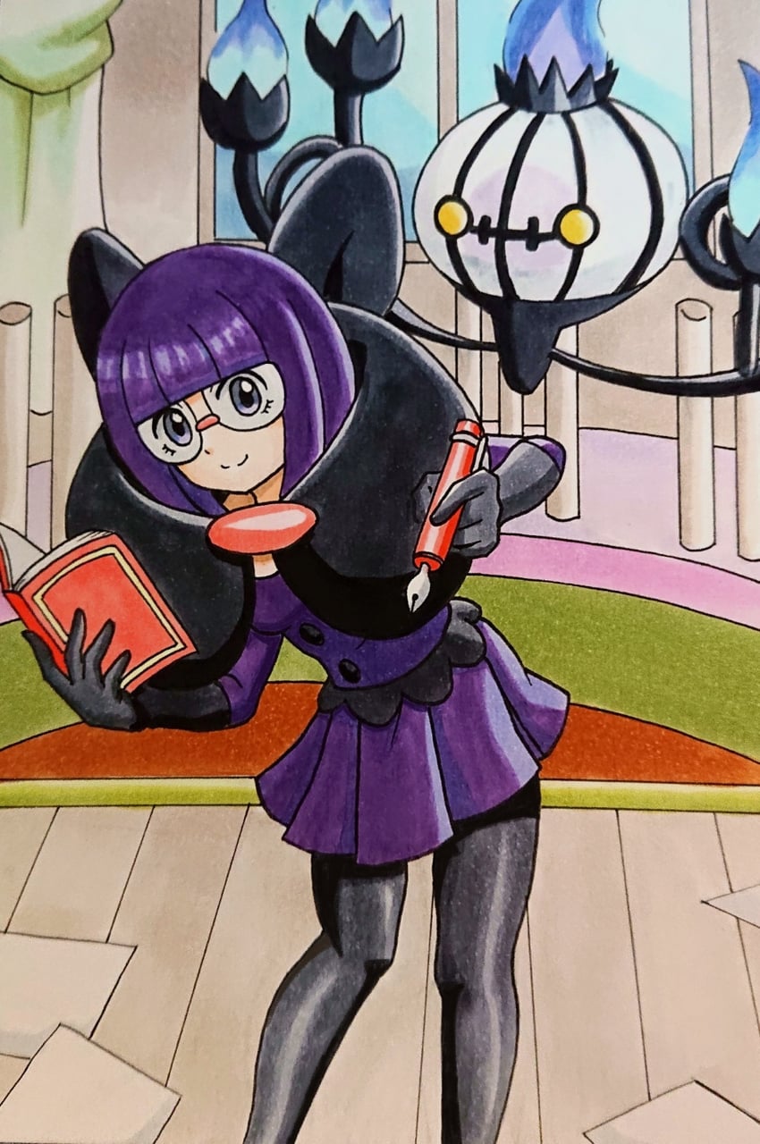 chandelure and shauntal (pokemon and 1 more) drawn by speedy_(pkh)