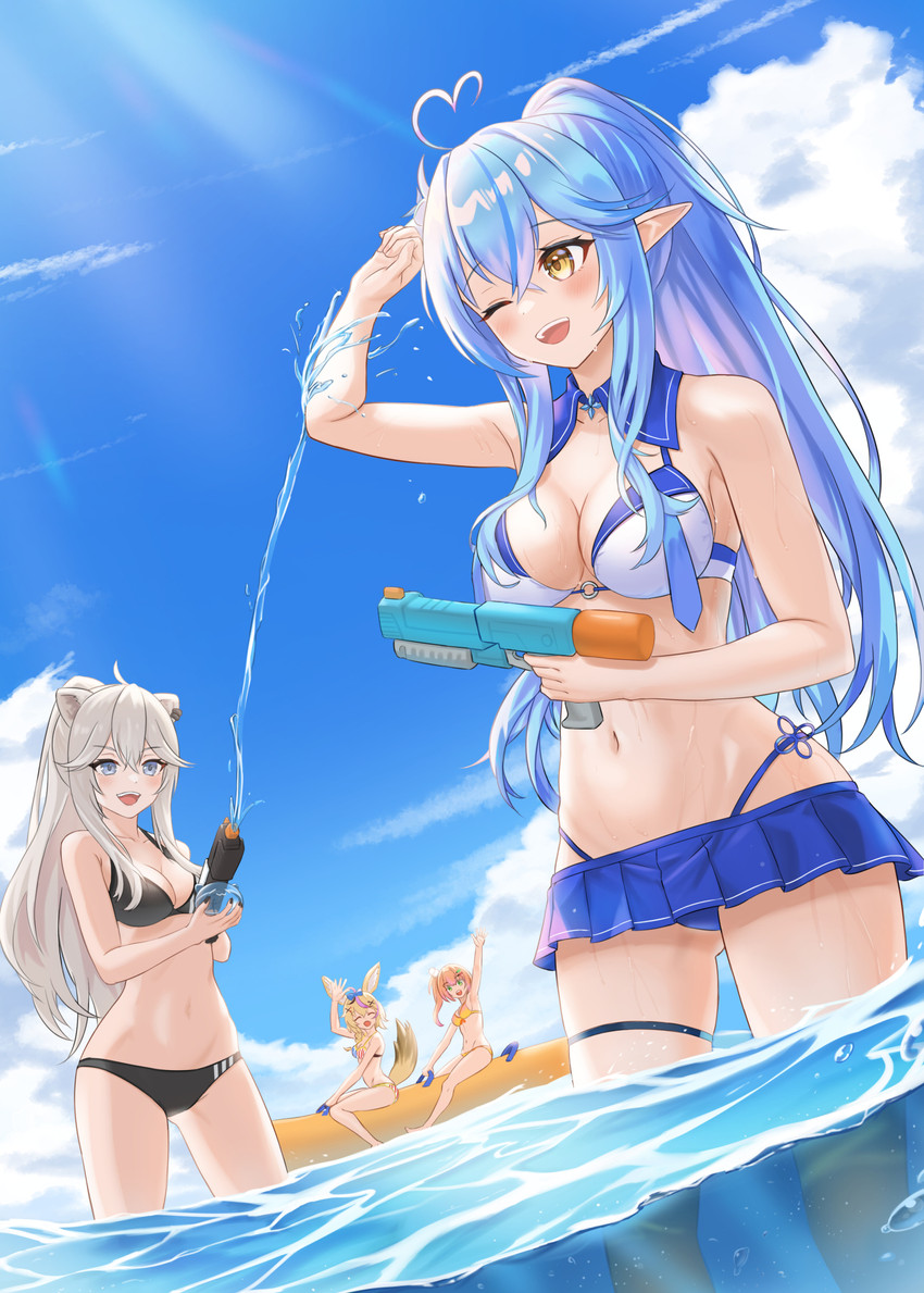 yukihana lamy, shishiro botan, omaru polka, and momosuzu nene (hololive) drawn by jiu_fanglianhua