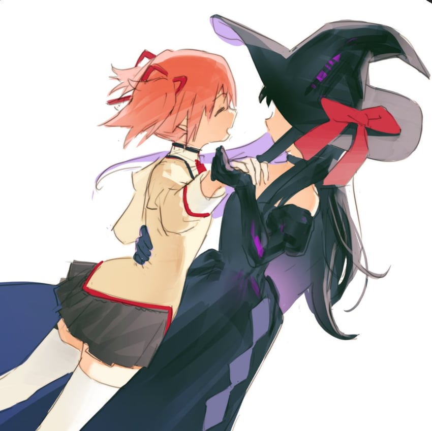 akemi homura and kaname madoka (mahou shoujo madoka magica) drawn by kurumi_(recycllamo)