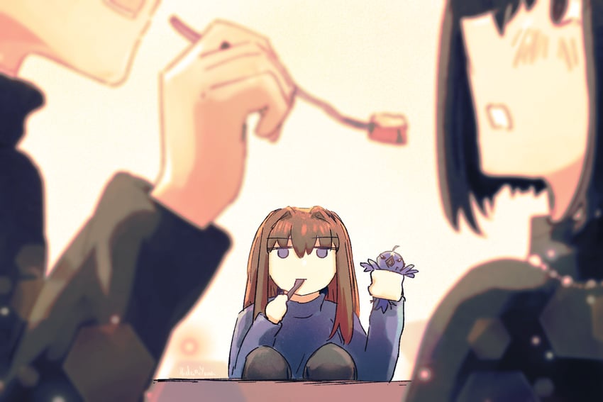 aozaki aoko, kuonji alice, lost robin rondo, and shizuki soujuurou (mahou tsukai no yoru) drawn by hidariyana