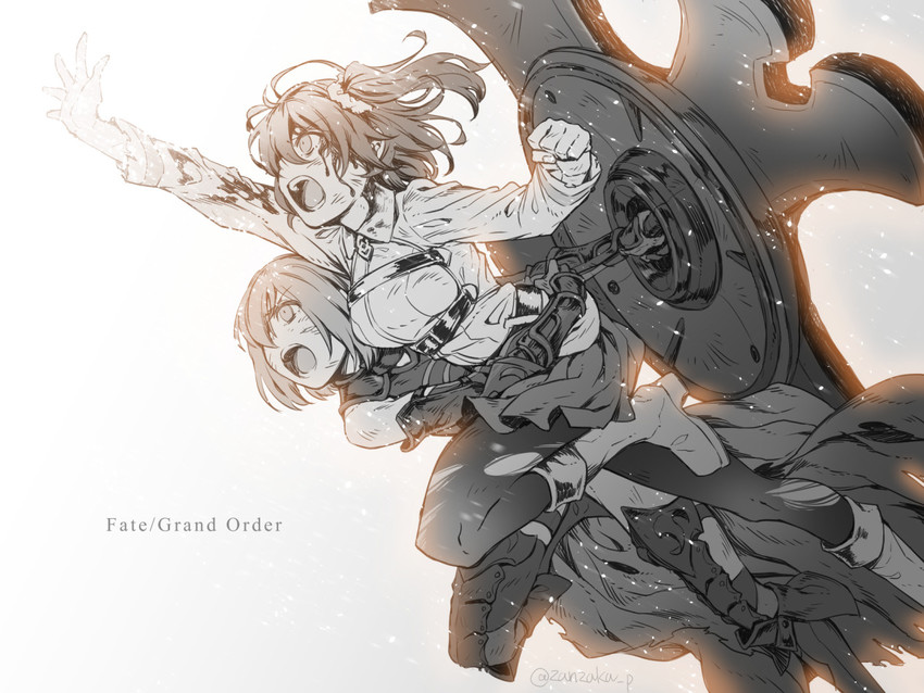 mash kyrielight and fujimaru ritsuka (fate and 1 more) drawn by zanzaka_(atsg7472)