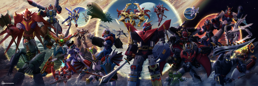 big o, grendizer, v gundam, combattler v, getter dragon, and 20 more (gundam and 39 more) drawn by jonathan_guzman