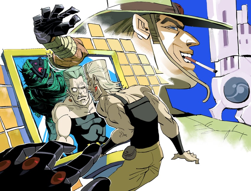 jean pierre polnareff, hol horse, and hanged man (jojo no kimyou na bouken and 1 more) drawn by ennuikalart