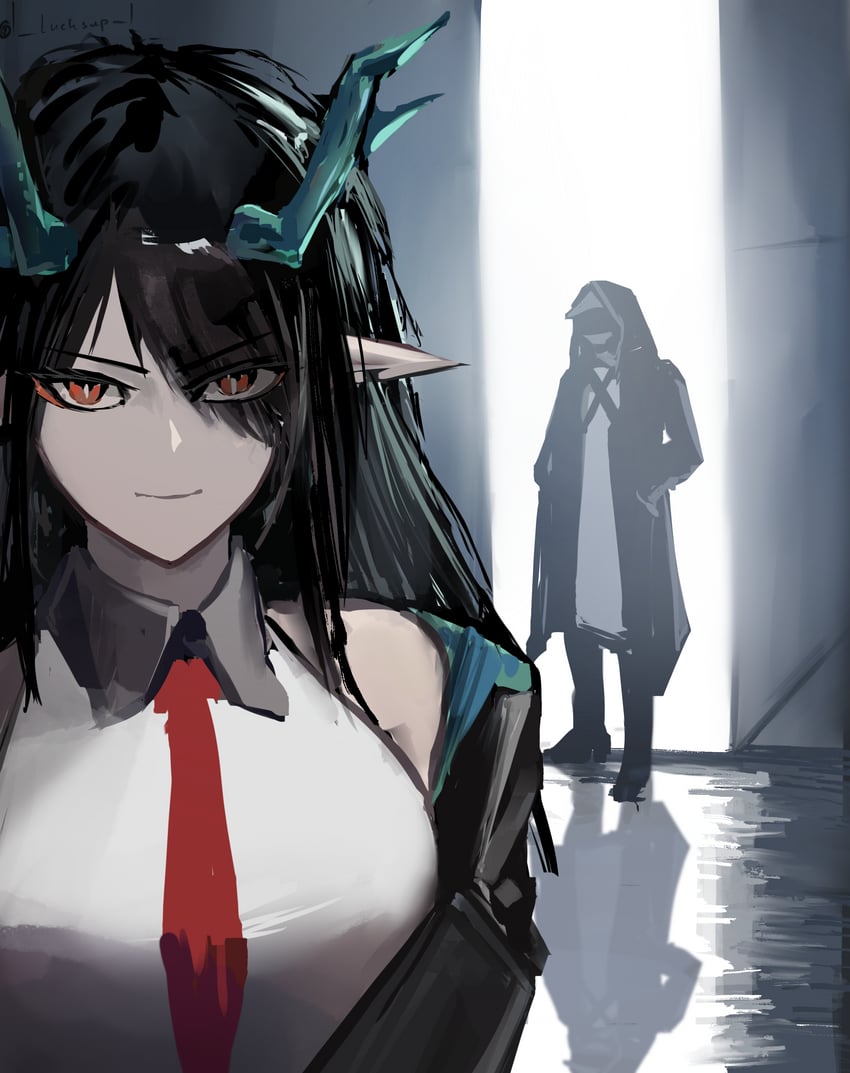 doctor and dusk (arknights and 2 more) drawn by lucksup