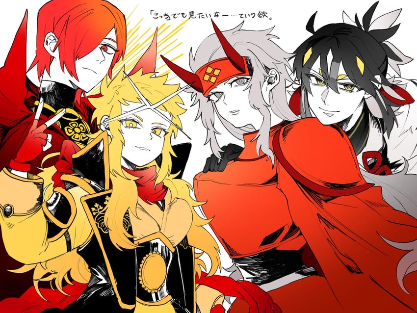 oda nobunaga, nagao kagetora, uesugi kenshin, takeda shingen, and toyotomi hideyoshi (fate and 2 more) drawn by kuriimu0203