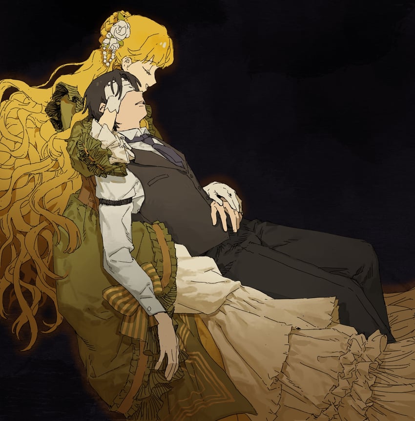 klein moretti and audrey hall (lord of the mysteries) drawn by amanlaoxianyu