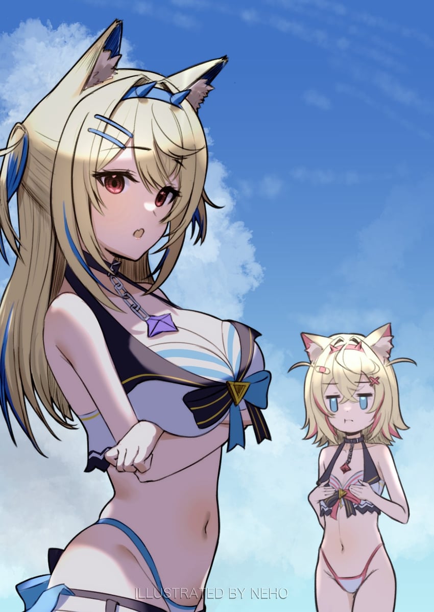 fuwawa abyssgard and mococo abyssgard (hololive and 1 more) drawn by neho-kun