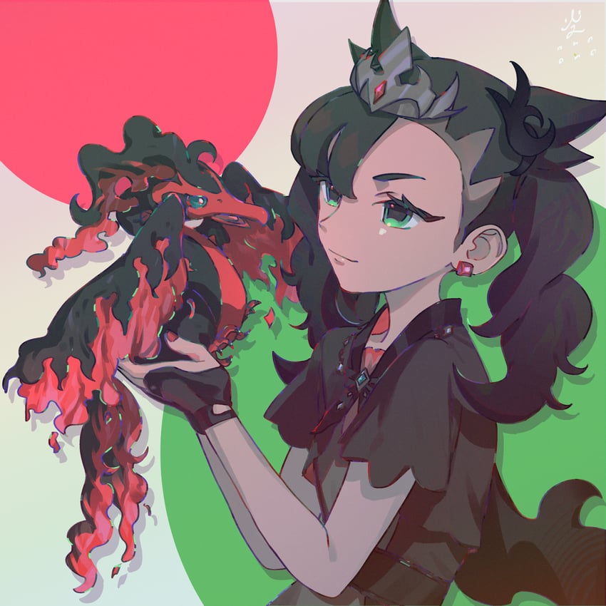 galarian moltres and marnie (pokemon and 1 more) drawn by morita_baltan