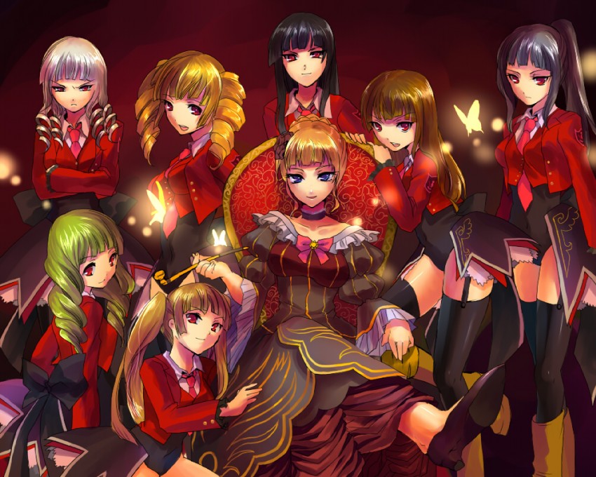 beatrice, mammon, lucifer, asmodeus, beelzebub, and 3 more (umineko no naku koro ni) drawn by kobanzame