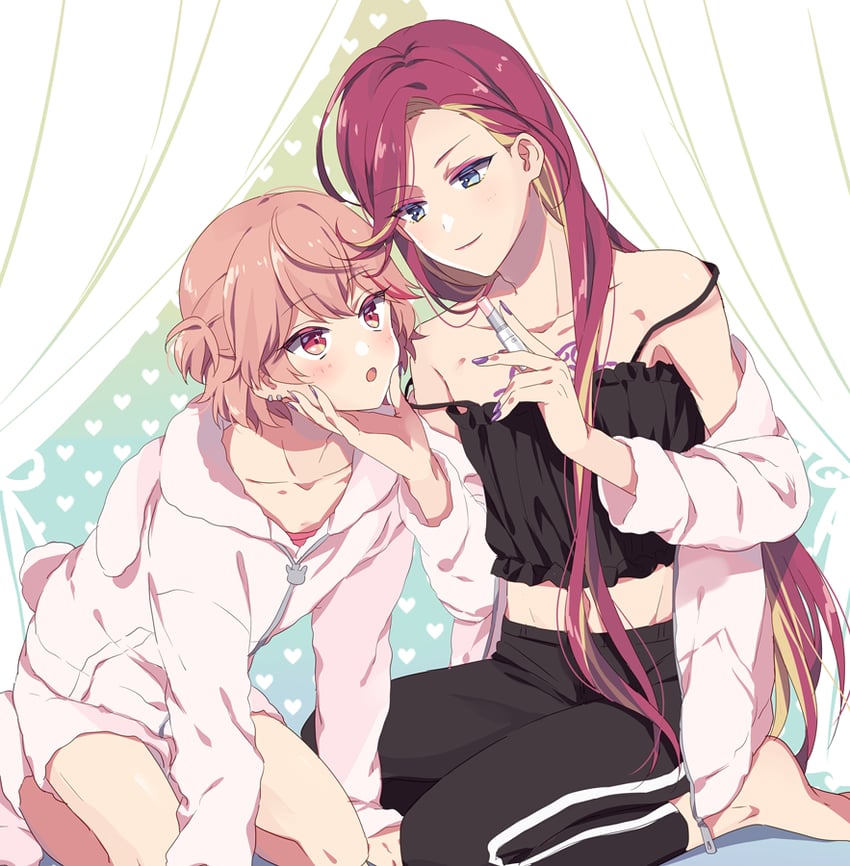 hinata mahiru and kurenai ageha (dankira!!!) drawn by riku_(melty_drop)