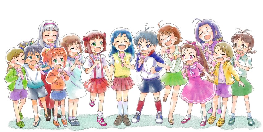 hoshii miki, kisaragi chihaya, amami haruka, kikuchi makoto, shijou takane, and 8 more (idolmaster) drawn by suzu-shiro