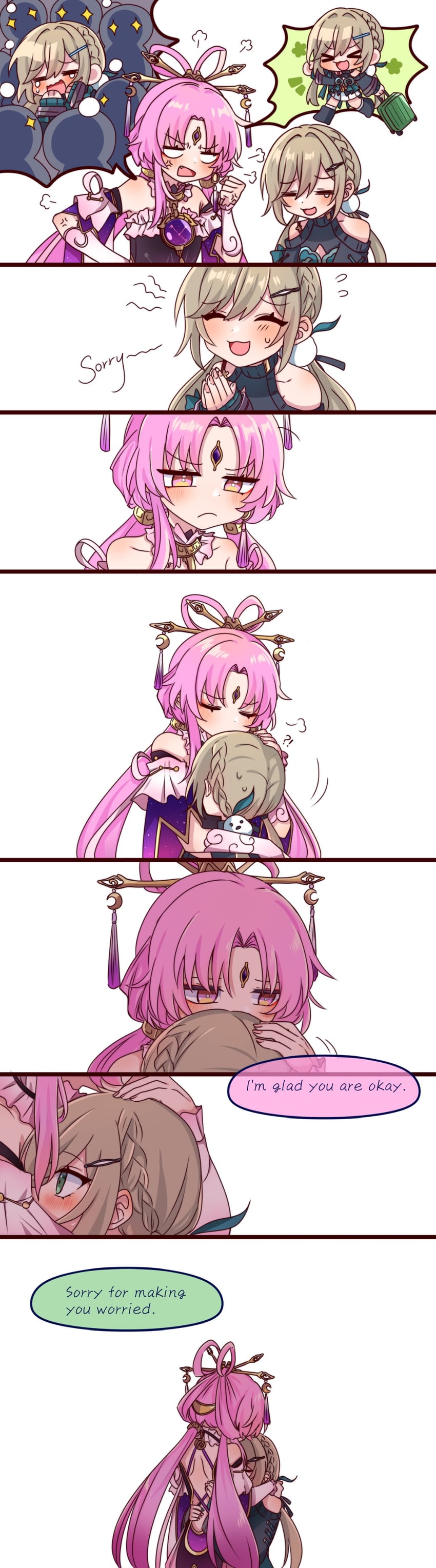 fu xuan and qingque (honkai and 1 more) drawn by tera_(trs82341711)